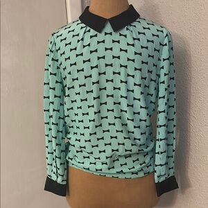 Kate Spade New York Silk Isadora Bow Print Top 2 Dopamine Quiet Luxury.Classic